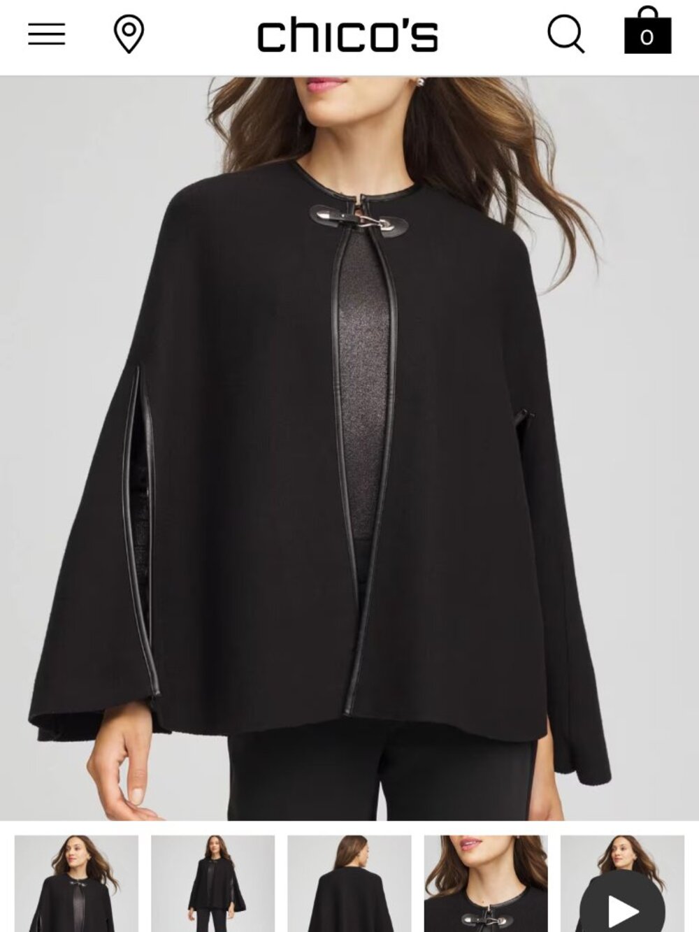 nwt chico's metallic dot satin lined cape split sleeve coat poncho s/m
